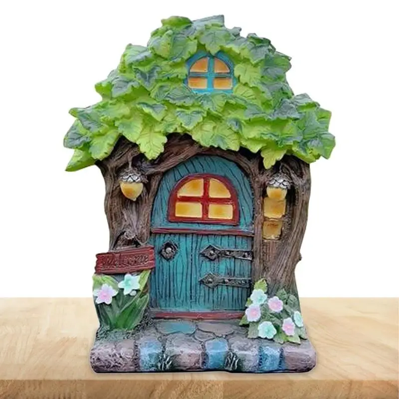 

3D Resin Fairy Door Garden Miniature Trees Fairies Wall Hanging Decoration Elf House StatueHome Craft Room Ornaments