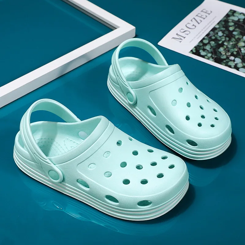 

MHYTY Men's Croc 2023 summer new soft-soled beach shoes casual baotou sandals non-slip couple slippers