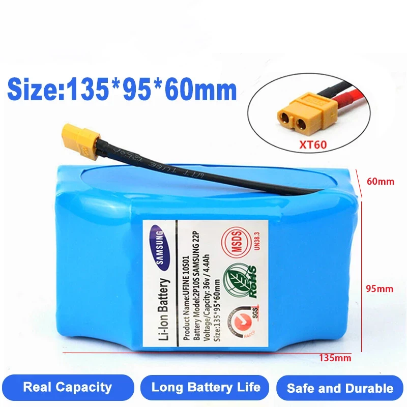 

36V Battery Pack 4400mAh 4.4Ah Rechargeable Lithium Battery Pack for Electric Self Balancing Scooter HoverBoard Unicycle