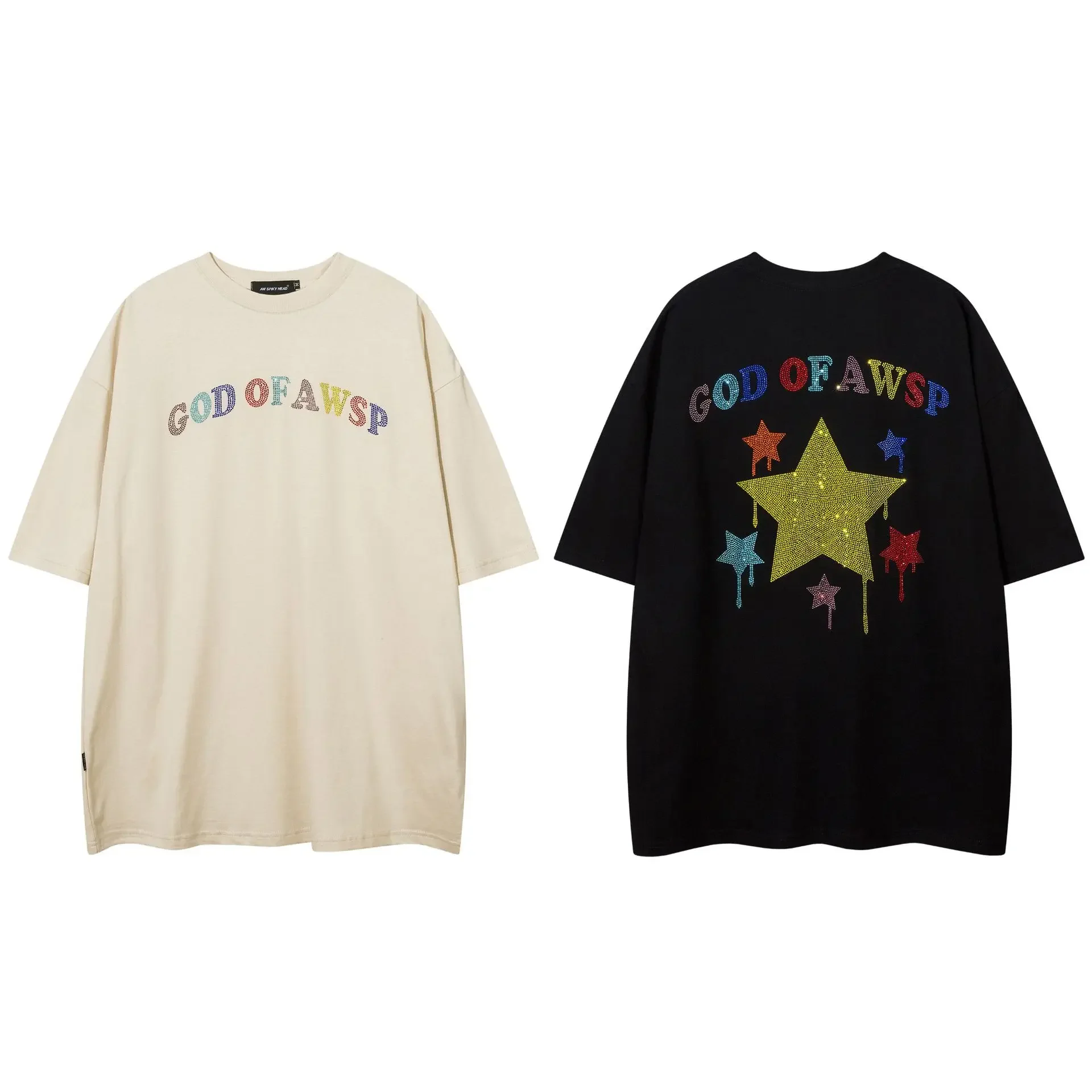 Модная мужская футболка в американском стиле с коротким рукавом свободного кроя