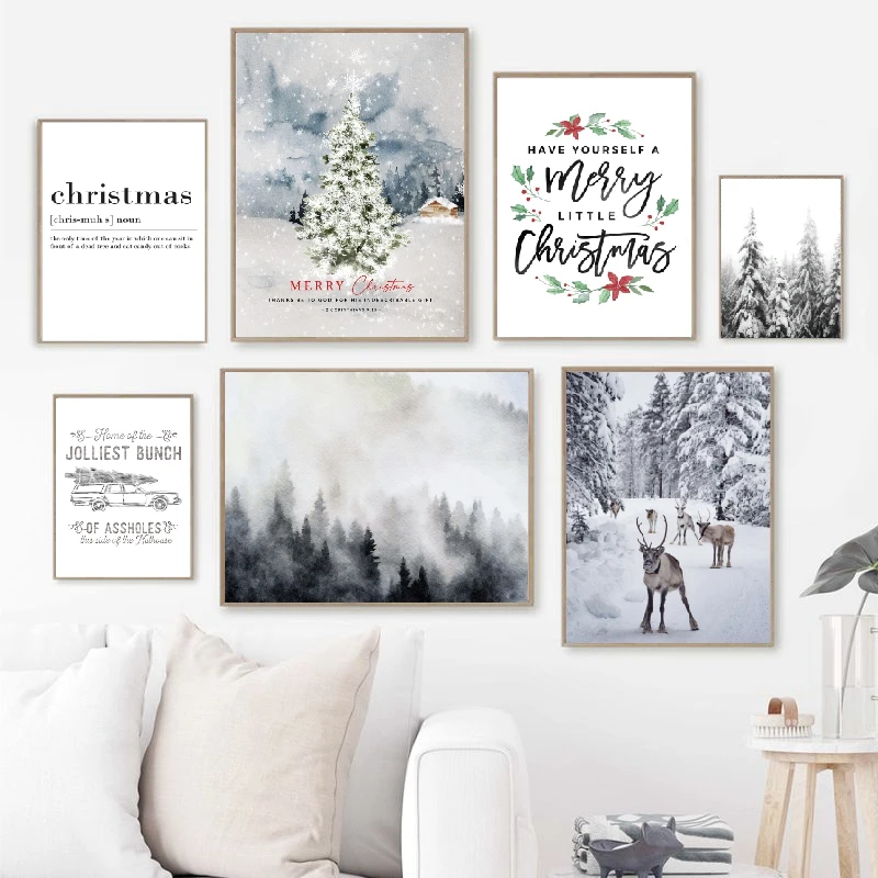 Рождественские украшения постер с надписью &quotMerry Little Christmas&quot картина цитатой