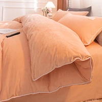 class a thickened milk fiber bedding four piece set bed sheet quilt cover autumn and winter warm coral flannel quilt cover 4