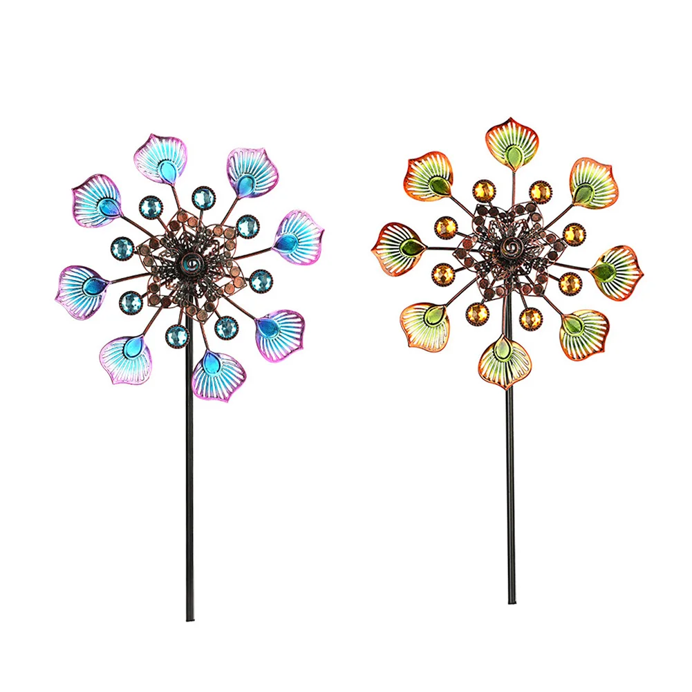 

3D Metal Windmill Colorful Peacock Tail Wind Spinner Outdoor Decorative Wind Catcher For Garden Yard Backyard Wind Spinners