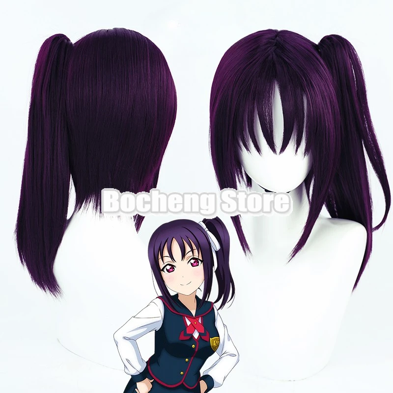 Отлично! Солнечный свет! Парик для косплея Kazuno Сара темно-фиолетовый конский хвост короткие прямые волосы Saint Snow Seira школьный Idol головной убор