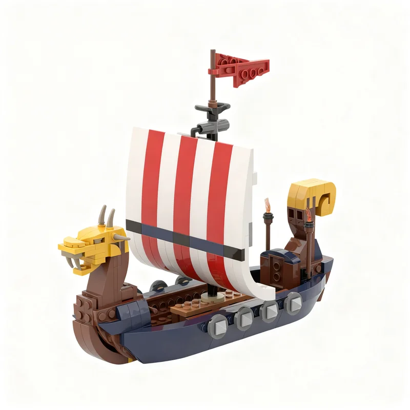 Фото Набор для сборки MOC Drakkar Vikings, 226 деталей, коллекционный конструктор, креативный строительный набор, игрушка-подарок для фанатов №1