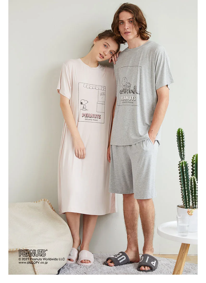 Home wear Gelato Pique Pajama Men Pajamas Couple Room Wear Sleepwear Shorts Sets