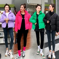 2022 korean stand collar winter down jacket women padded coat thick warm student ladies short jacket parkas solid casual outwear
