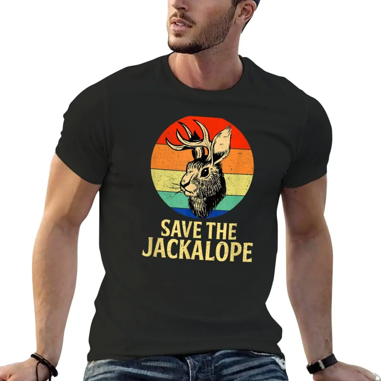 Винтажная футболка Save The Jackalope в стиле ретро для любителей кемпинга мужская
