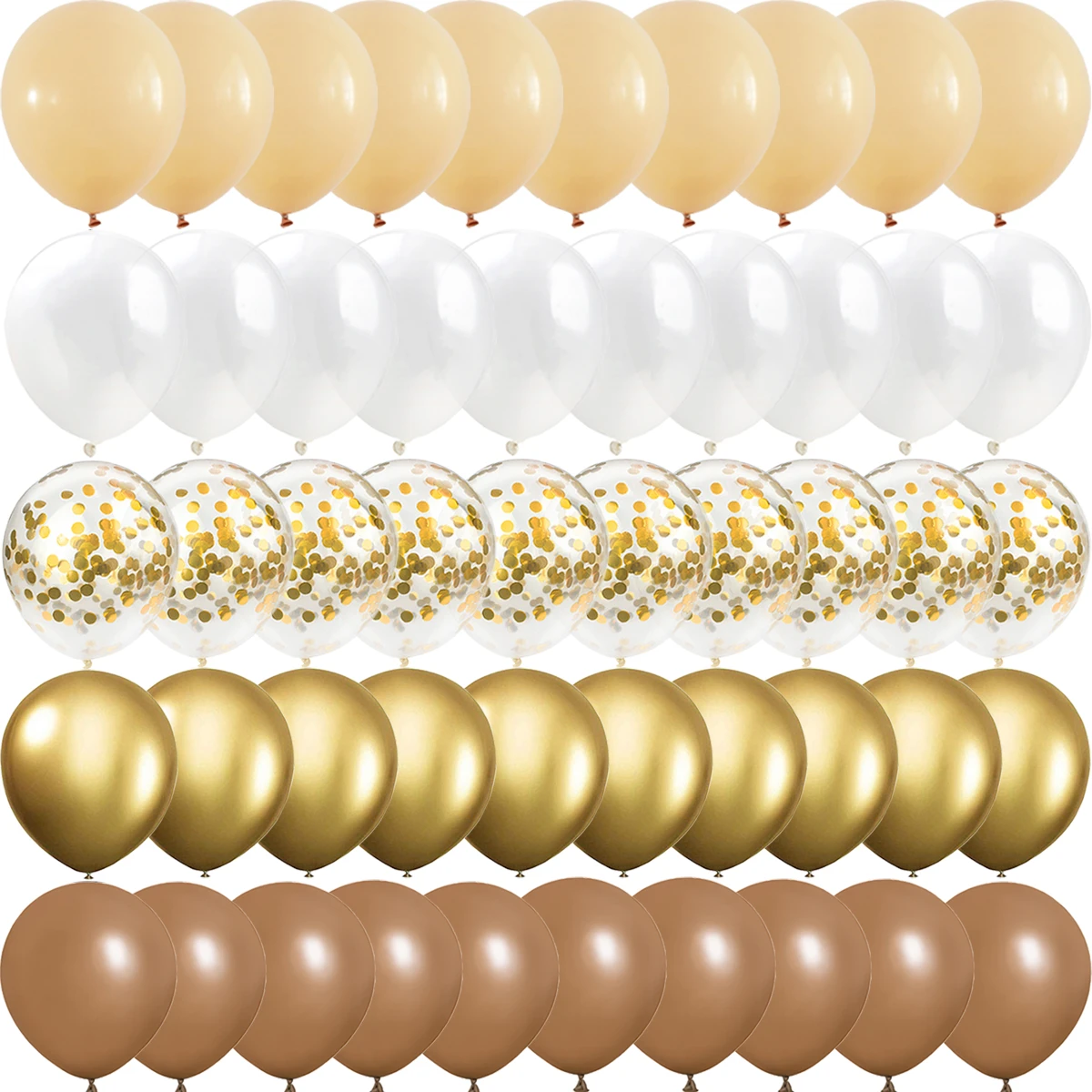 

50PCS 10inch Gold Brown Retro Metal Latex Confetti Balloons Wedding Decorations Matte Globos Birthday Party Decorations