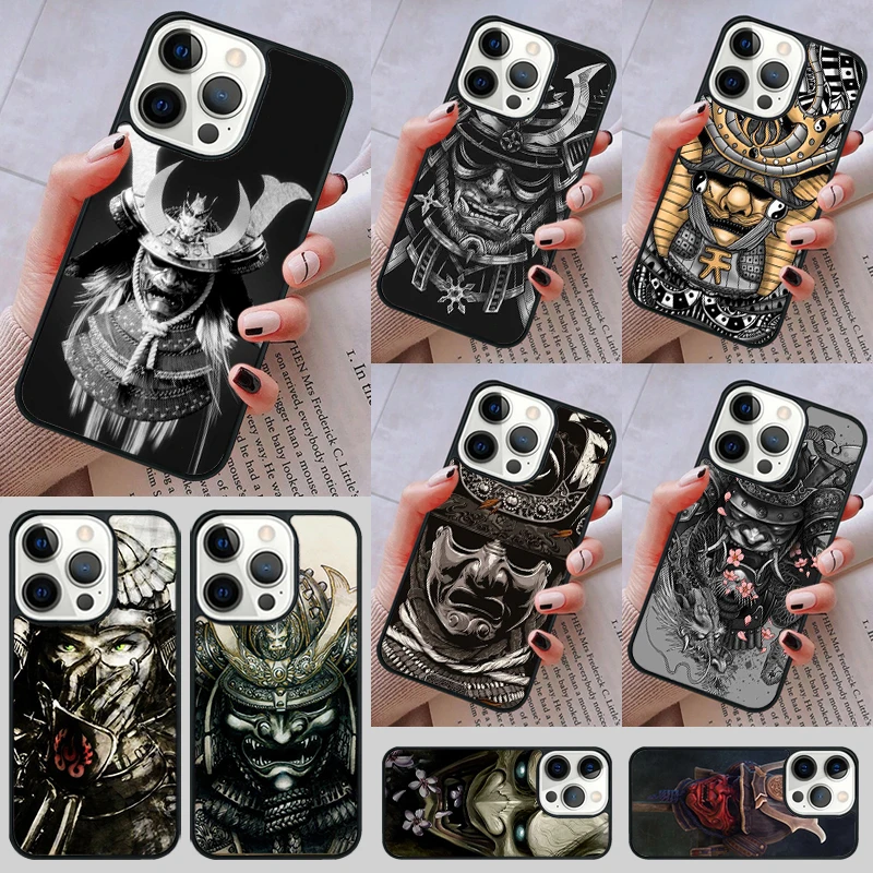Чехол для телефона с маской самурая воин шлем iPhone 14 13 15 16 Pro Max Coque 12 11 Apple 8 PLUS 7 6S XS