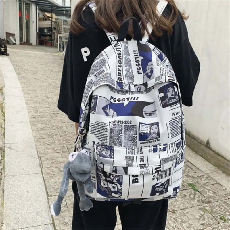 

Trendy Street Graffiti Nylon Backpack School Bags for Girls Boys Female Ladies Travel Laptop Backpacks Large Capacity Mochilas