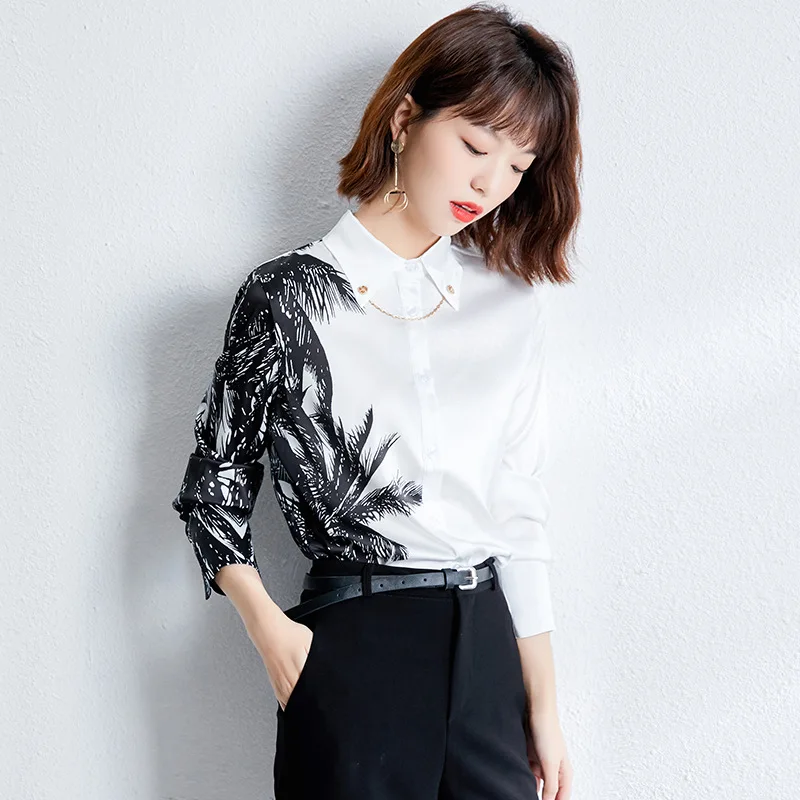 

Real Shot in Stock 2022 New Spring Printed Shirt Women's Long Sleeve Chiffon Blouses for Women
