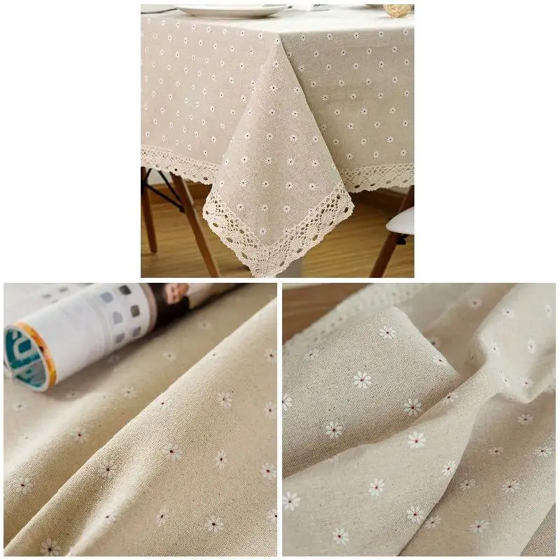 Скатерть с цветочным рисунком льняная хлопковая скатерть кружевом чехол для