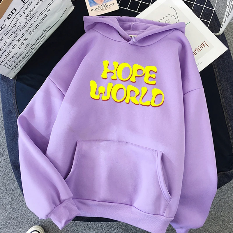 

Latest Kpop Album Hope World Hoodie Letter Pullover Women's Tops Retro Harajuku Casual Loose Fall Winter Long Sleeve Hoodies