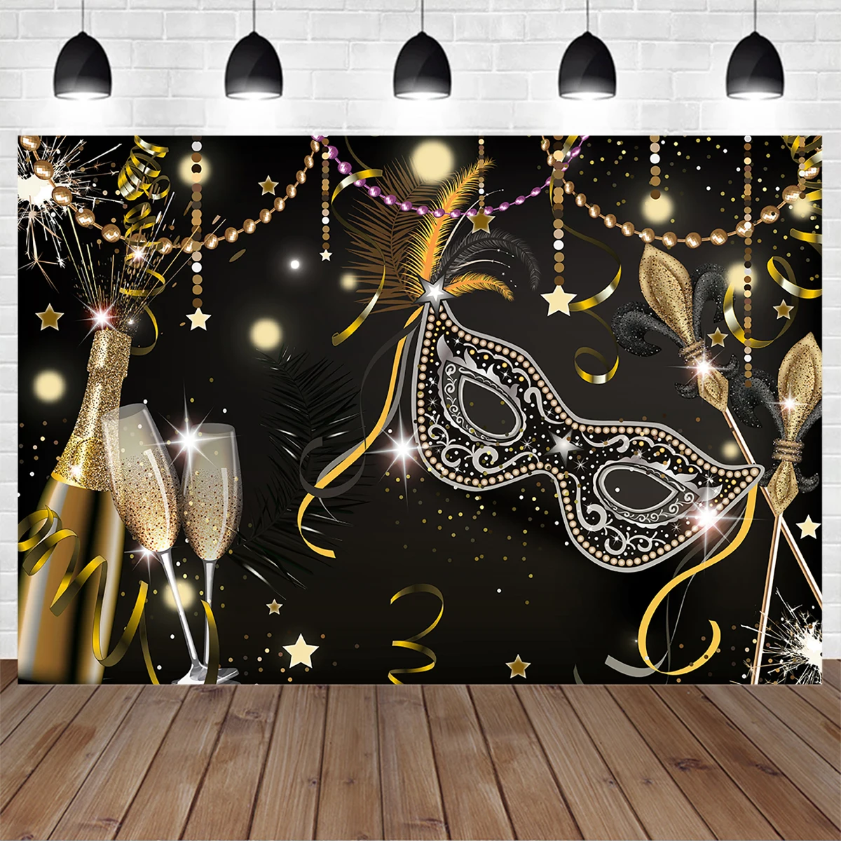 

Masquerade Ball Women Bachelor Party Decoration Backdrop Prop Celebration Champagne Black Mask Background Adult Studio Photo