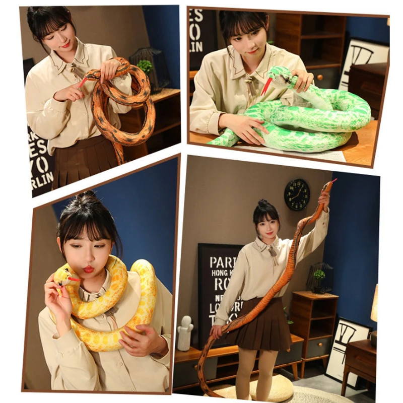 Искусственный Питон Плюшевая Игрушка Длинная Желтая Оранжевая Зеленая