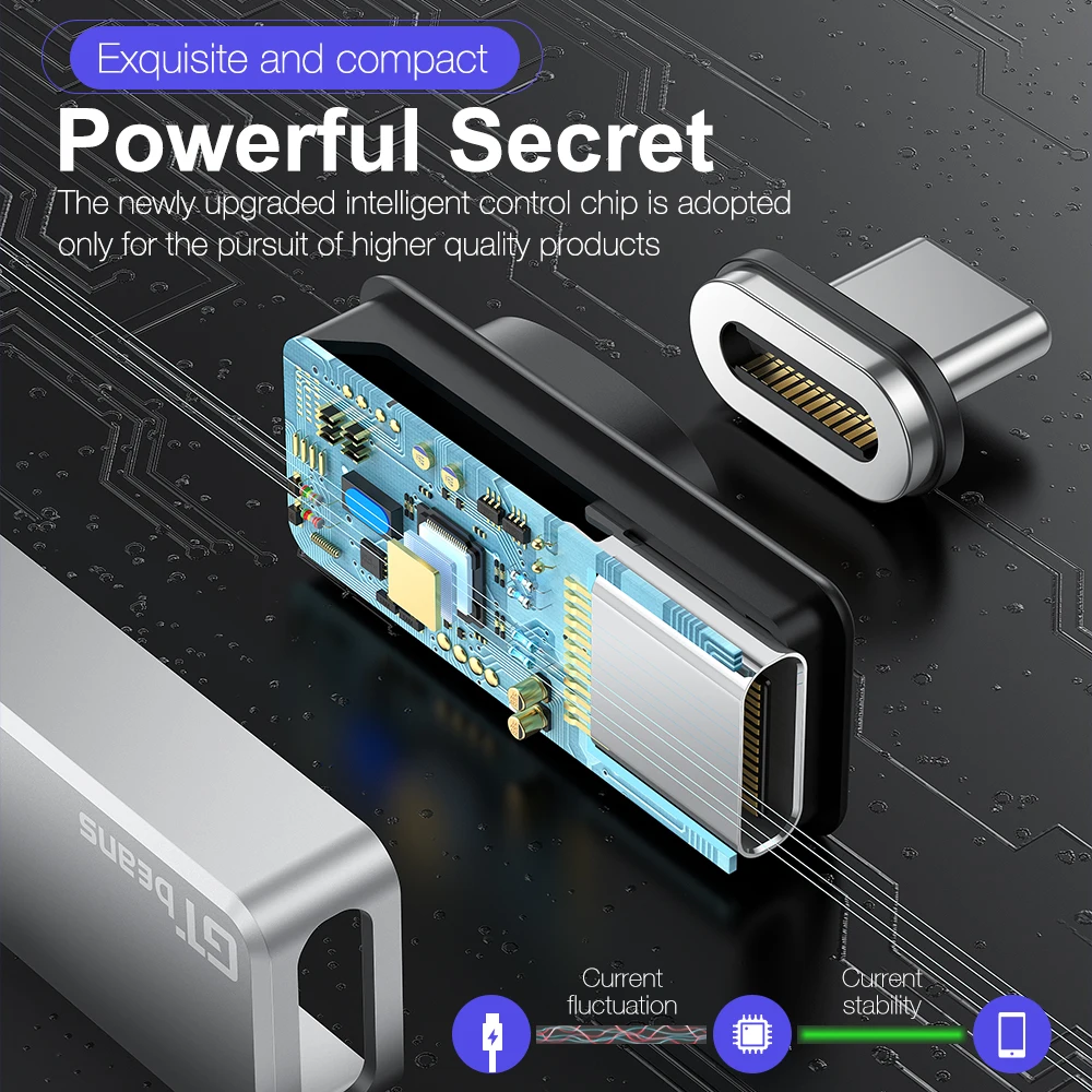 Серебристый Магнитный адаптер 24 Pin Type-C 10 Гбит/с USB C 3 1 конвертер PD 100 Вт Быстрая
