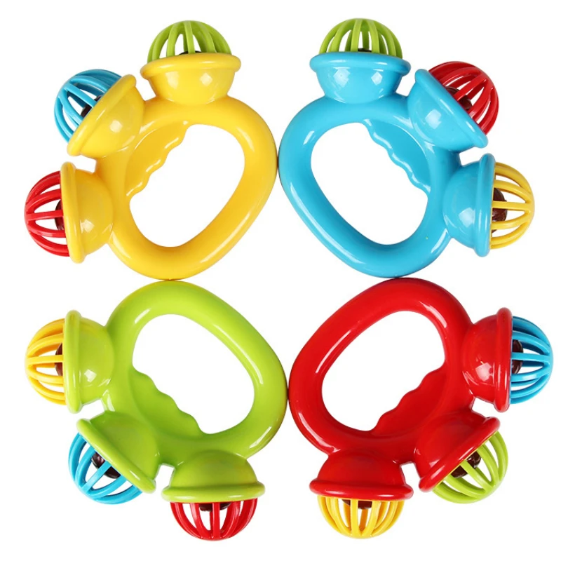 

Infants And Toddlers Soothe The Rattle 0-3 Years Old Ringing Hand-shaking Color 3 Bells Change Plastic Cute Hand Rattle