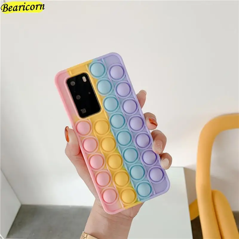 Pop Fidget Toys Bubble Phone Case For Huawei P30 P40 Lite E P Smart Z S Pro Plus 2021 Y7a Y9s Y8p Y7p Y6p Y9 Prime 2019 Cover