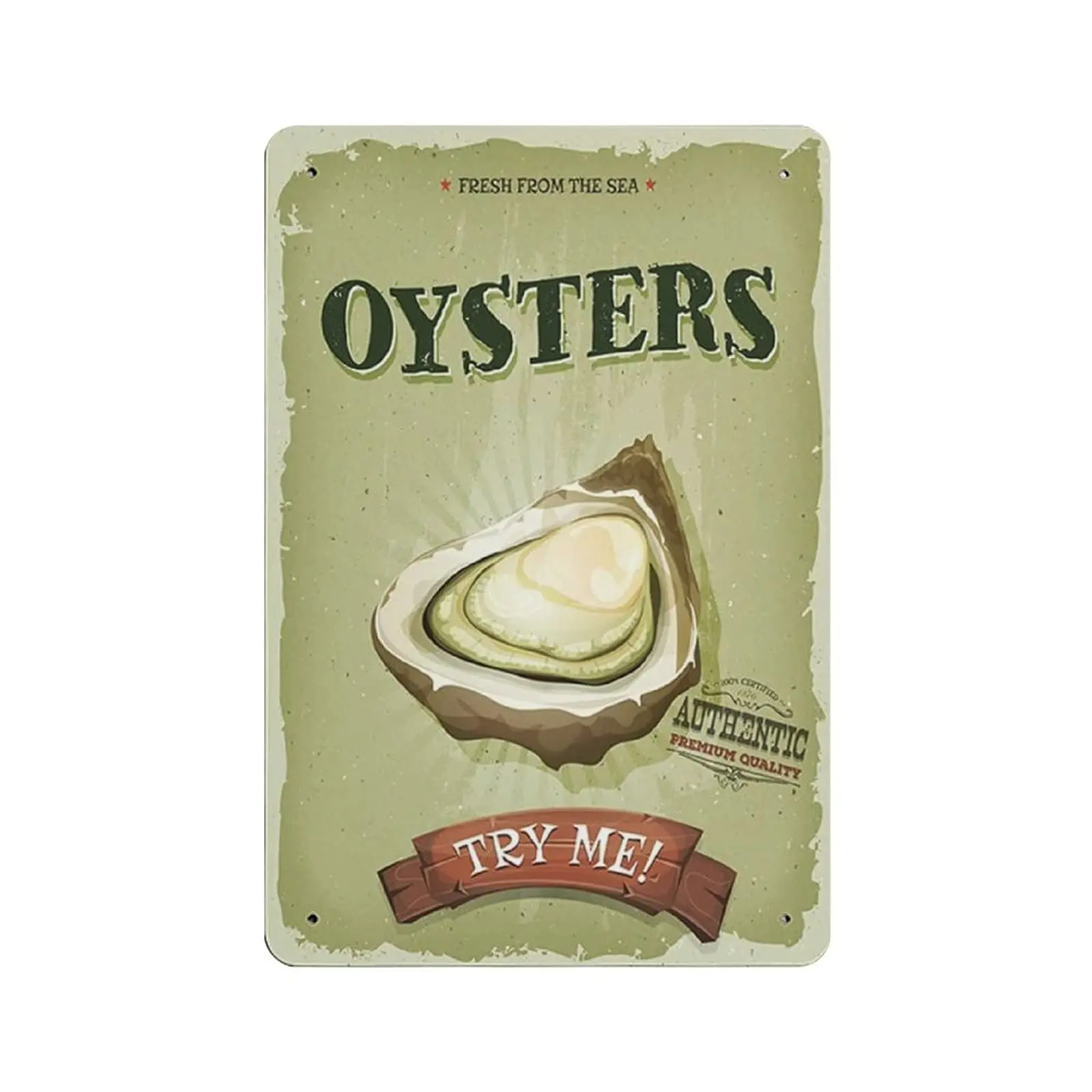 

PPFINE Metal Tin Sign Oysters Seafood Vintage Tin Poster Metal Sign Wall Decoration Country Kitchen Home Garage Decor 12"x8&