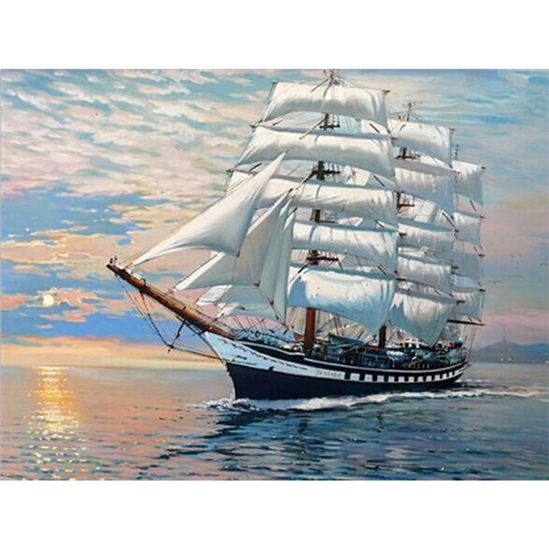 

5D Diy Diamond Painting Boat Scenery Cross Stitch Sewing Shop Diamond Embroidery Home Decoration Diamond New Marriage