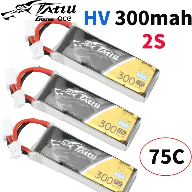Tattu 300 мАч 7 6 В 75C 2S1P 2S Lipo аккумулятор с разъемом PH2.0