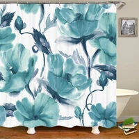 ink painting floral bath curtain colorful flower butterfly white shower curtains modern home decorations daisy hanging curtain
