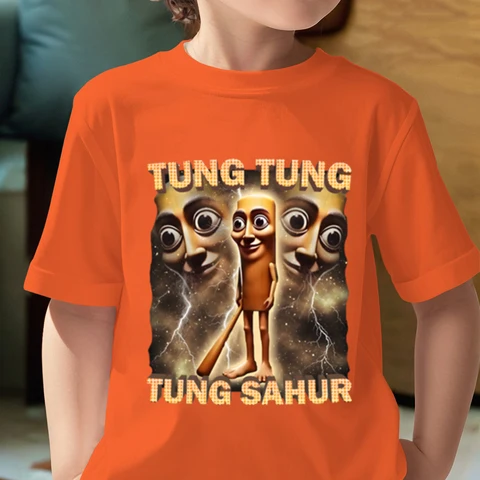 Tung Tung Tung Sahur Design детская футболка Brainrot хлопковая