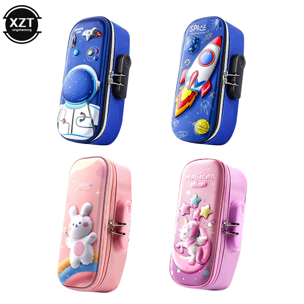 

Kawaii EVA 3D Pencil Case with Password Lock Large Capacity Waterproof Cartoon Pen Bag for School Supplies Stationery Gift