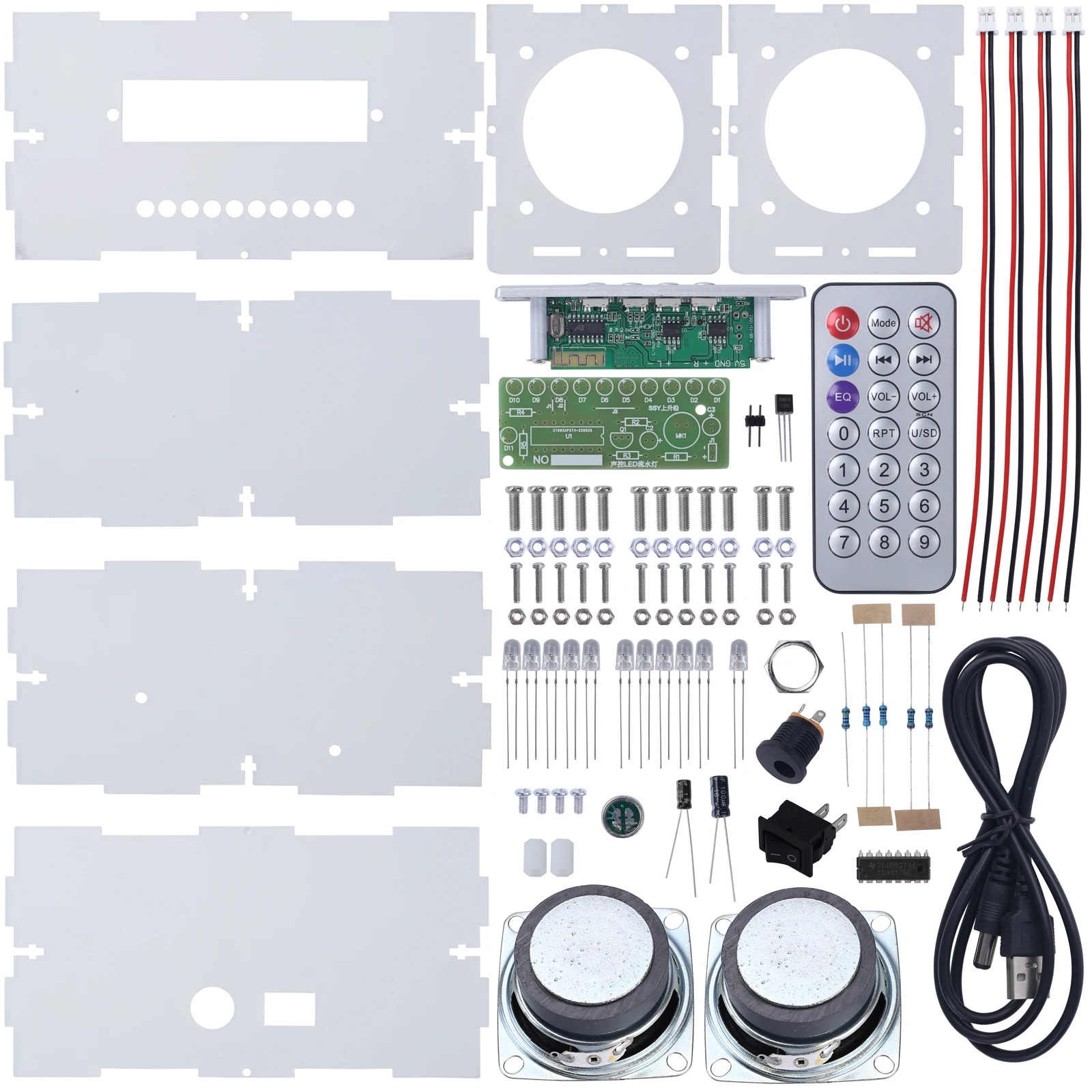 2*3W Bluetooth Speaker DIY Electronic Kit Soldering Practice Music Spectrum LED Flashing Light Voice Control Sound Amplifier
