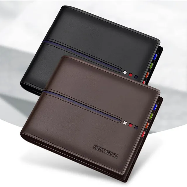 2021 New Men's Wallet Genuine Leather Wallet RFID Blocking Fold Ultra Thin Business Card Holder  Purse Money Bag  Wallet  Man 1