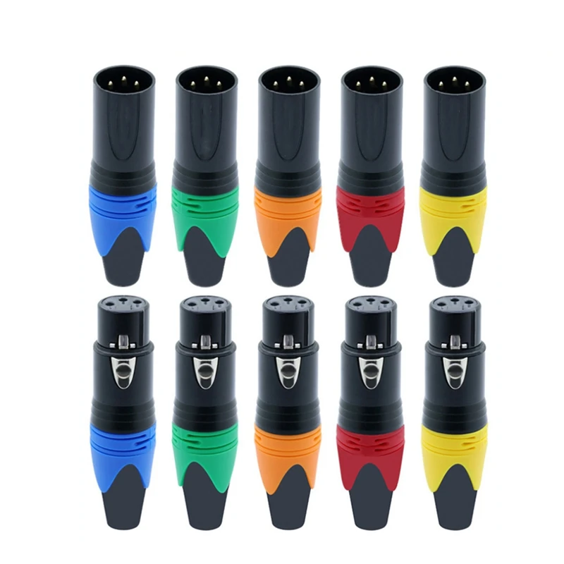 

10 шт., 3-контактный гнездовой разъем XLR + 10 шт. штекеров, профессиональный 3-контактный разъем XLR, разъем для микрофона