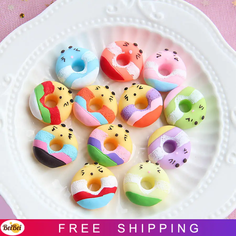 

100 шт. кавайный разноцветный пончик из смолы, кабошон, украшение для скрапбукинга, украшение для телефона, банты, аксессуары