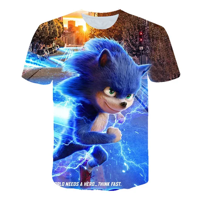 2023 New Yellow Sonic T-shirt Kids Clothes Boys Cartoon Game Super mario Boys Clothes Men Women T shirt Summer Clothes For Girls