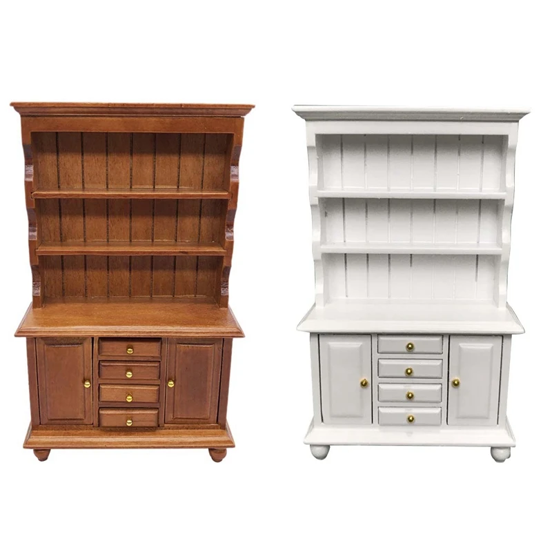 

1:12 Dollhouse Miniature Furniture Multifunction Wood Cabinet Bookcase Bookshelf For Pretend Play Toy