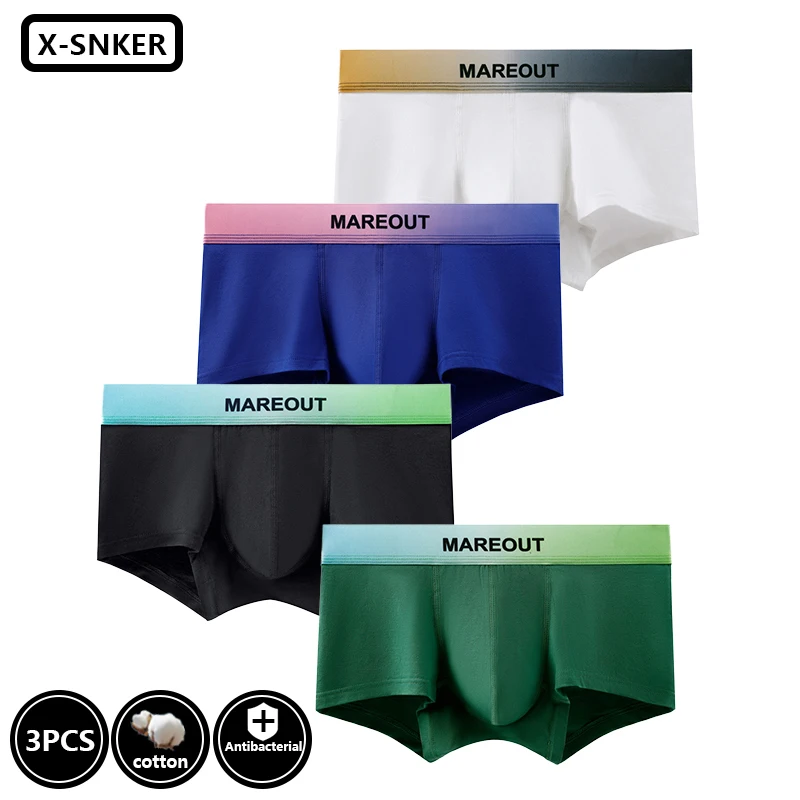 3pcs 3A Graphene Men Boxers Antibacterial Cotton Man Underwear Male Sexy Boxers Solid Color Shorts Men's Panties Free Shipping