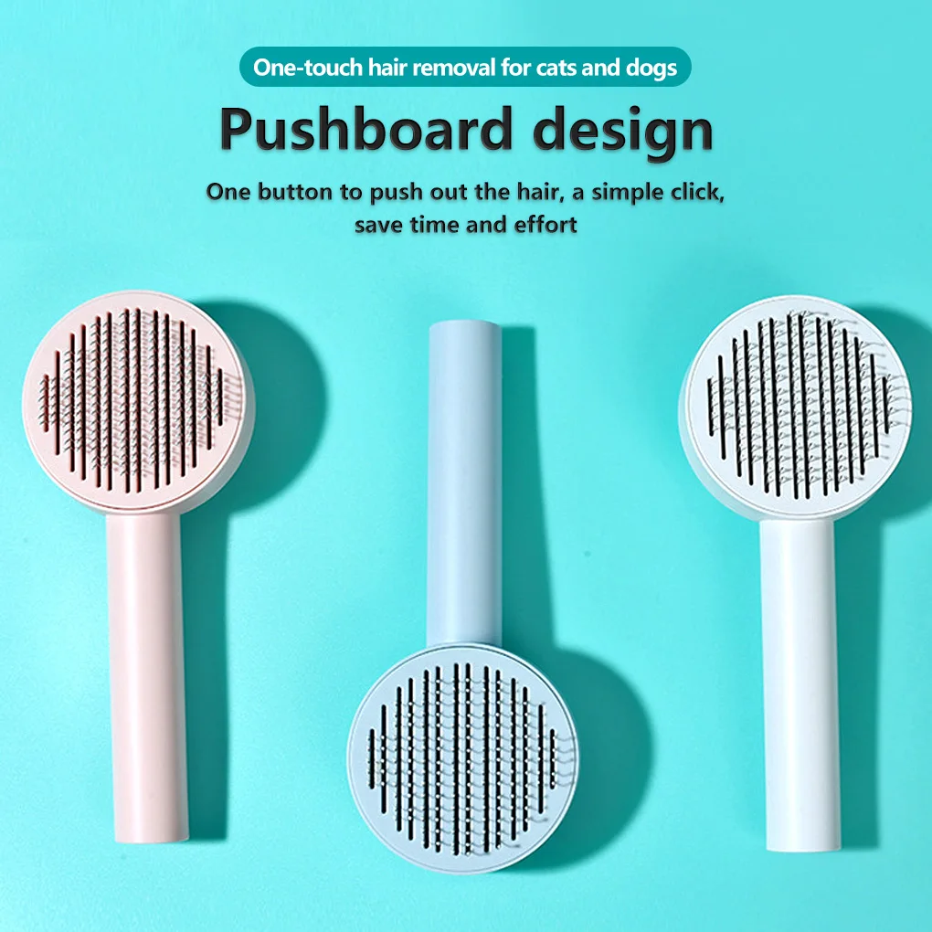 

Универсальная Расческа для домашних животных из нержавеющей стали, самоочищающаяся щетка для ухода за домашними животными, маленькая щетк...