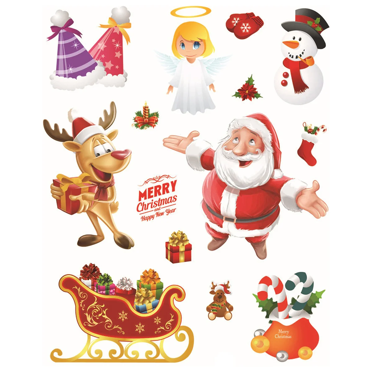 

10pcs Christmas Window Decals Wall Mirror Door Stickers for Store Office Cafe Bedroom Living Room