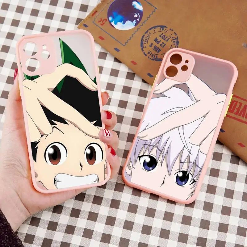 

Hunter X Hunter HXH Phone Case Pink Color Matte Transparent For iPhone 13 12 11 Pro Max Mini X XR XS 7 8 Plus