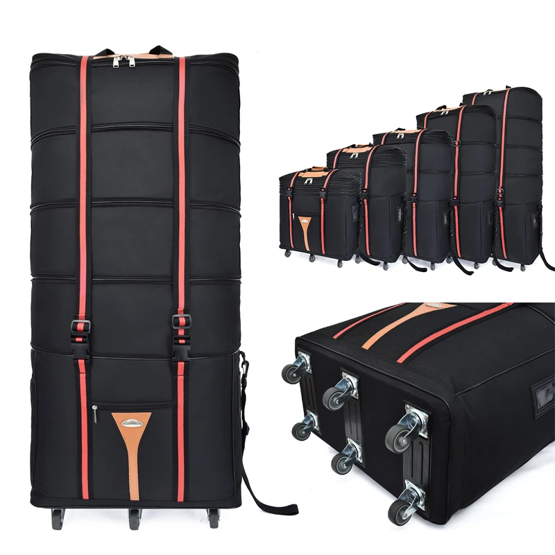 Portable travel bag rolling luggage Large capacity checked bag Extendable Roller Backpack Moving luggage Oxford Cloth duffle bag