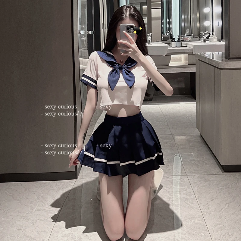 

Sexy Lingerie Japanese School Girl Role Play Costumes Student Jk Party Uniform Pajamas Pleated Skirt for Women Anime Clothes New