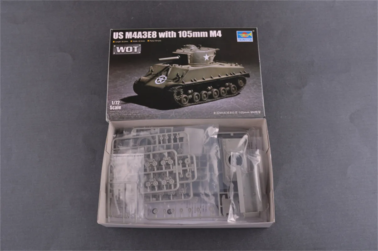 Фото Trumpeter масштаб 1/72 США M4A3E8 с военной сборкой танка M4 105 мм # 07168 №3
