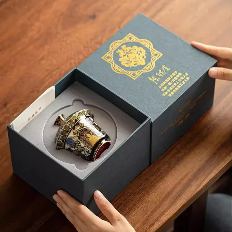 Chen Desheng Черный Тханка ручной работы Dunhuang и серебряный набор Wrong Gaiwan Персональный