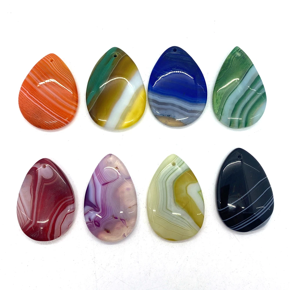 

1pc Natural Agate Stone Beads Semi-precious Stone Pendants Charms 9 Colors for Choice DIY for Making Necklace Earrings Accession