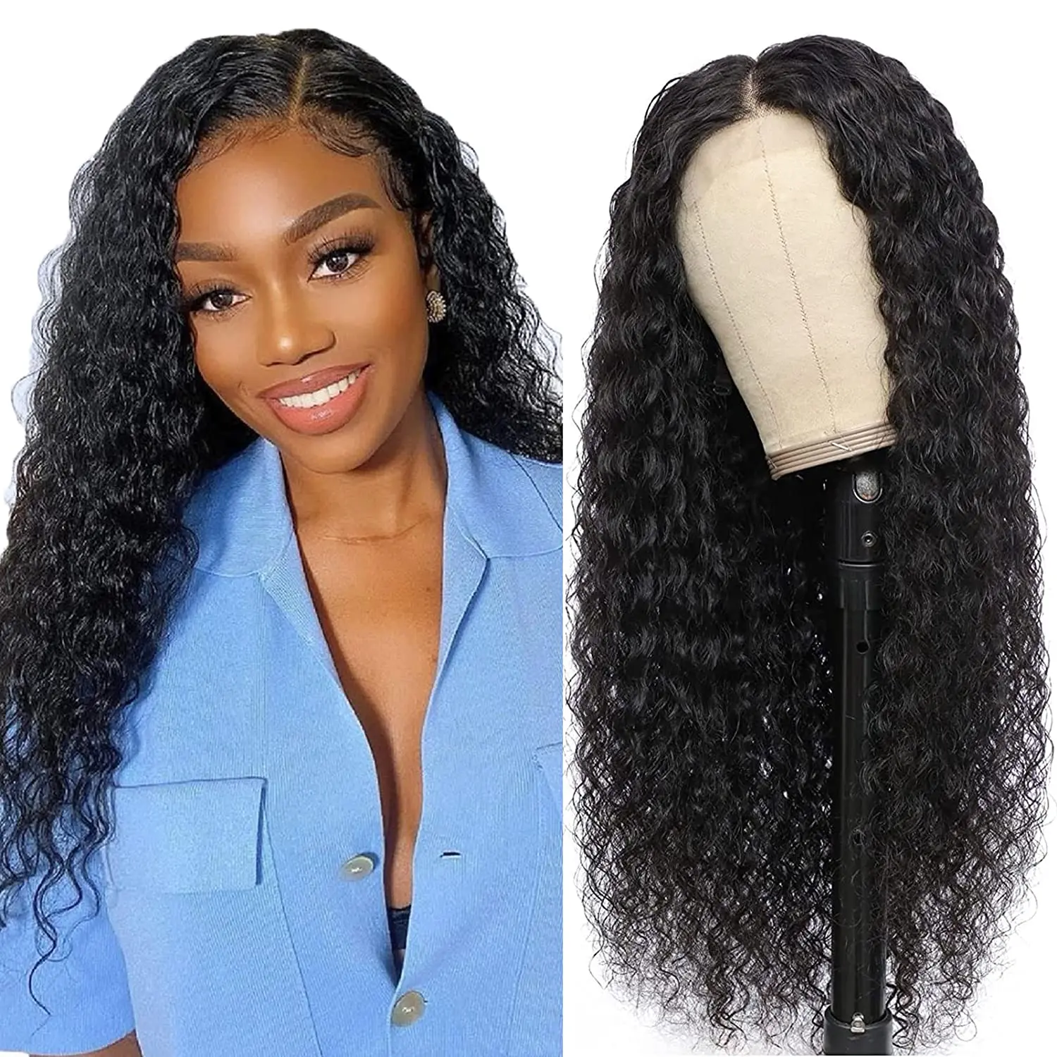 

Scheherezade T Part Curly Human Hair Lace Front Wig Glueless Natural Wig For Women Cheap Deep Wave Human Hair Beginner Friendly