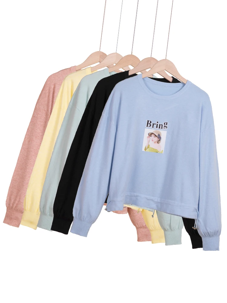 

Long Sleeve Top Pullover 2023 Women's Sweater Ladies Cropped Basic Tops Style Female Outerwear Woman Jumper Clothes Knitted