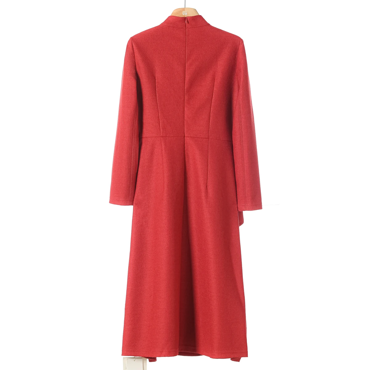 089 40% флис [подъемник] Зимнее длинное платье с воротником-стойкой на талии 837