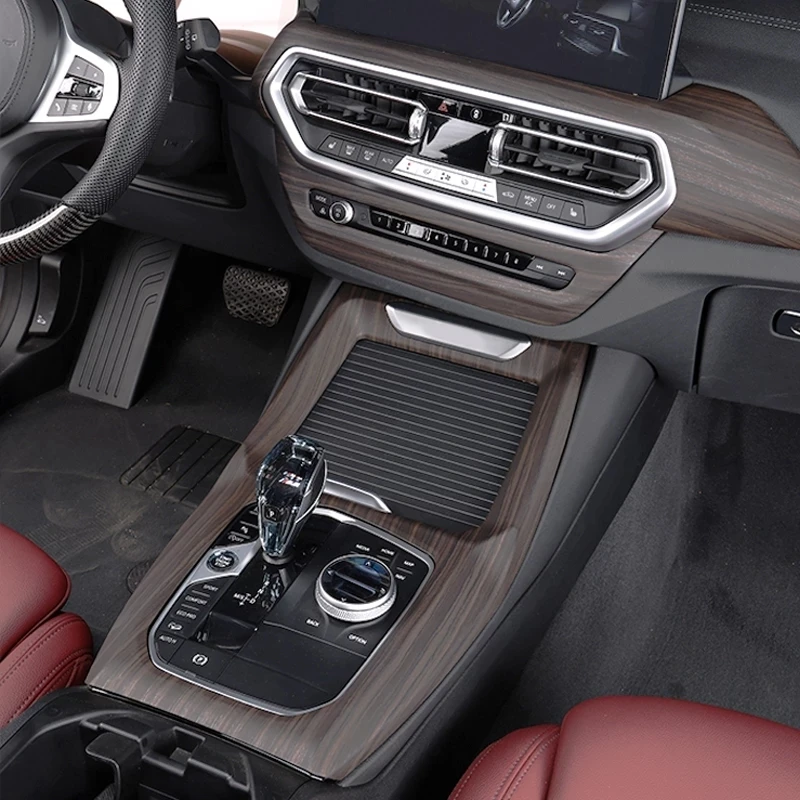 

For BMW X3 G01 X4 G02 2022 carbonfiber peach wood Central HandbrakeCar Gear Shift Knob Covers Interior Auto Accessories