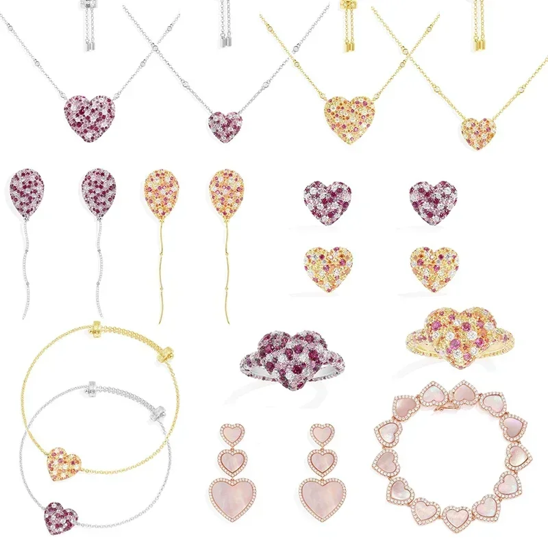 RP 925 Серебро 2024 февраля Новые серьги Любовь ожерелье браслет кольцо для женщин