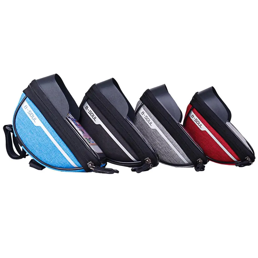 

Waterproof Zipper Polyester Phone Bag Blue Black Red Grey Shading Board Bicycle Front Frame Touch Screen MTB Top Tube Pannier